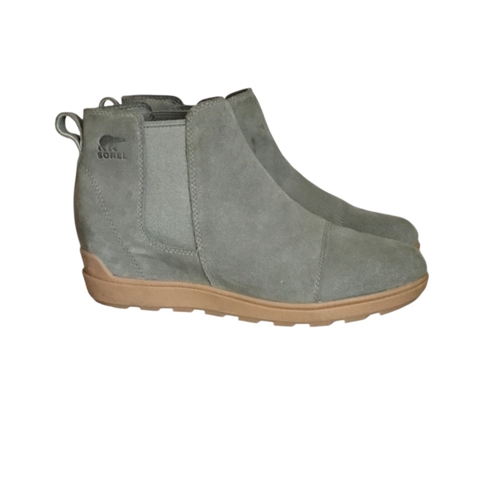 Sorel Evie II Olive Green Chelsea Waterproof Suede Boots